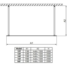 Неподвижная перегородка Radaway Modo New Black I 150 прозрачное