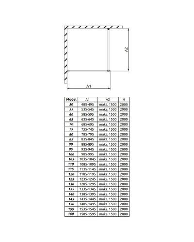 Неподвижная перегородка Radaway Modo New Black II 135 прозрачное