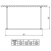 Неподвижная перегородка Radaway Modo New Black I Frame 130 прозрачное