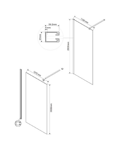 Душевая перегородка Vincea Walk-In 110 VSW-1H110CLB профиль Черный матовый стекло прозрачное