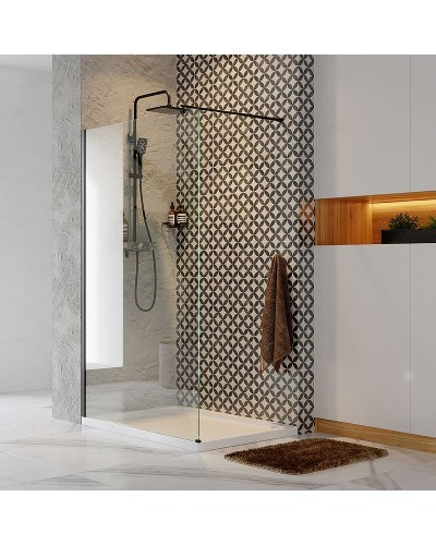 Душевая перегородка WasserKRAFT Abens 120 20W40 профиль Черный стекло прозрачное