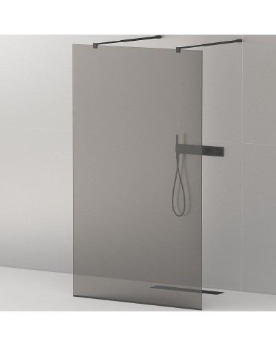 Душевая перегородка Cezares Liberta 90 LIBERTA-L-2-90-GR-NERO профиль Черный матовый стекло серое