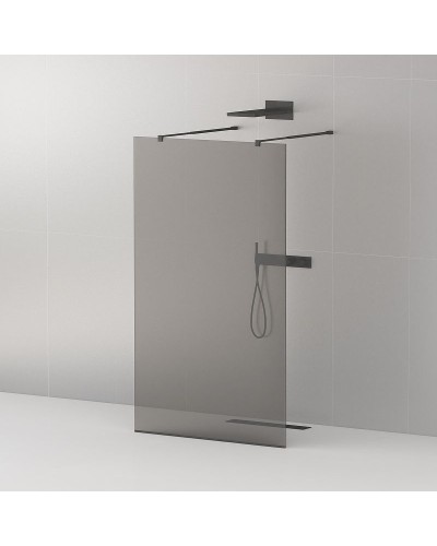 Душевая перегородка Cezares Liberta 90 LIBERTA-L-2-90-GR-NERO профиль Черный матовый стекло серое