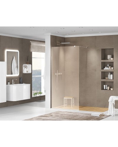 Душевая перегородка Cezares Liberta 80 LIBERTA-L-1-80-BR-Cr профиль Хром стекло бронзовое