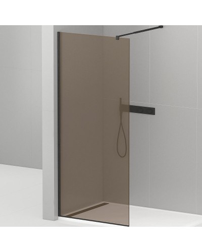 Душевая перегородка Cezares Liberta 80 LIBERTA-L-1-80-BR-NERO профиль Черный матовый стекло бронзовое