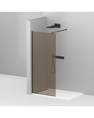 Душевая перегородка Cezares Liberta 80 LIBERTA-L-1-80-BR-NERO профиль Черный матовый стекло бронзовое