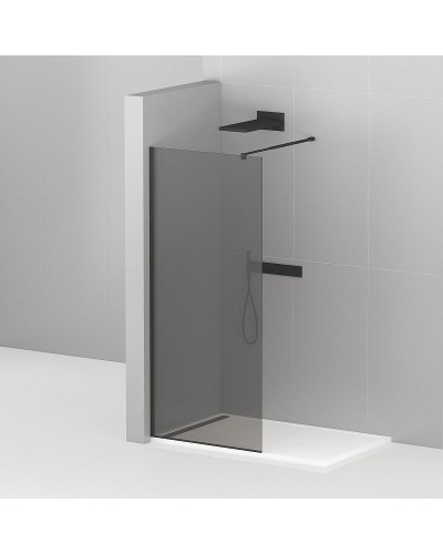 Душевая перегородка Cezares Liberta 80 LIBERTA-L-1-80-GR-NERO профиль Черный матовый стекло серое