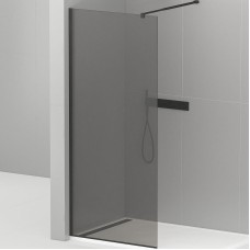 Душевая перегородка Cezares Liberta 90 LIBERTA-L-1-90-GR-NERO профиль Черный матовый стекло серое