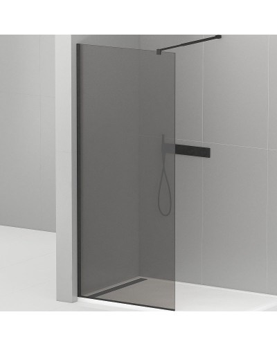 Душевая перегородка Cezares Liberta 90 LIBERTA-L-1-90-GR-NERO профиль Черный матовый стекло серое