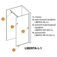 Душевая перегородка Cezares Liberta 110 LIBERTA-L-1-110-C-NERO профиль Черный матовый стекло прозрачное