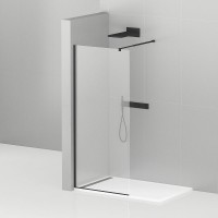 Душевая перегородка Cezares Liberta 85 LIBERTA-L-1-85-C-NERO профиль Черный матовый стекло прозрачное