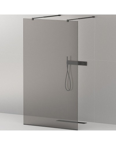 Душевая перегородка Cezares Liberta 100 LIBERTA-L-2-100-GR-NERO профиль Черный матовый стекло серое