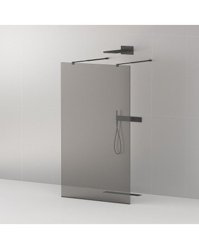 Душевая перегородка Cezares Liberta 110 LIBERTA-L-2-110-GR-NERO профиль Черный матовый стекло серое