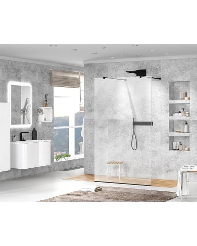 Душевая перегородка Cezares Liberta 100 LIBERTA-L-2-100-C-NERO профиль Черный матовый стекло прозрачное