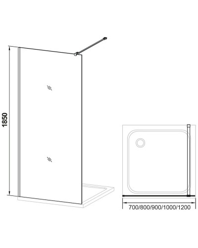 Неподвижная перегородка 70 см Veconi Korato KR71-70-04-19C1 Frost Line