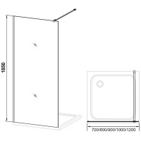 Неподвижная перегородка 90 см Veconi Korato KR71-90-01-19C1 прозрачное