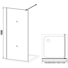 Неподвижная перегородка 100 см Veconi Korato KR71-100-04-19C1 Frost Line