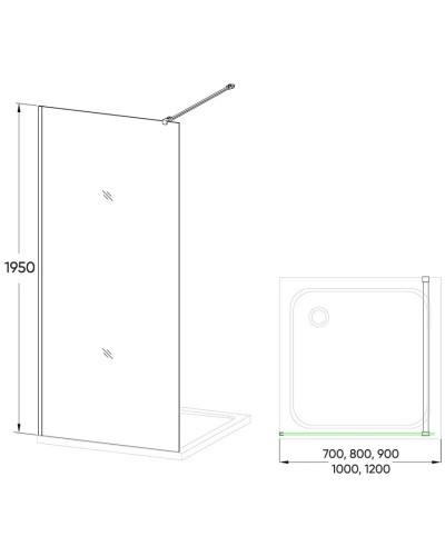 Неподвижная перегородка 120 см Veconi Korato KR72-120-04-19C1 Frost Line