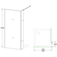 Неподвижная перегородка 70 см Veconi Korato KR73-70-01-19C1 прозрачное