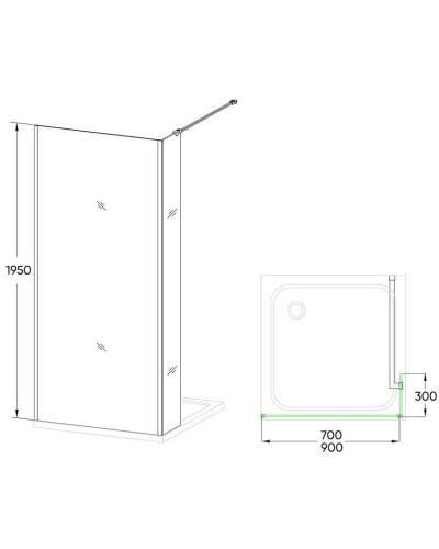Неподвижная перегородка 70 см Veconi Korato KR73-70-04-19C1 Frost Line