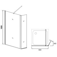 Неподвижная перегородка 90 см Veconi Korato KR75-90-01-19C2 прозрачное