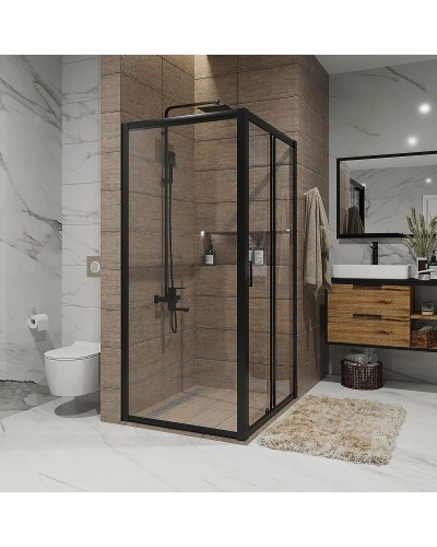 Душевая стенка Niagara Nova 90 NG-A90B профиль Черный стекло прозрачное