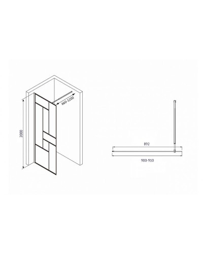 Душевая перегородка Abber Immer Offen 90 AG63090B профиль Черный стекло прозрачное