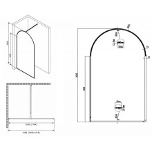 Душевая перегородка Abber Immer Offen 120 AG64120B профиль Черный стекло прозрачное