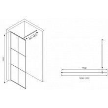 Душевая перегородка Abber Immer Offen 120 AG62120B8 профиль Черный стекло прозрачное