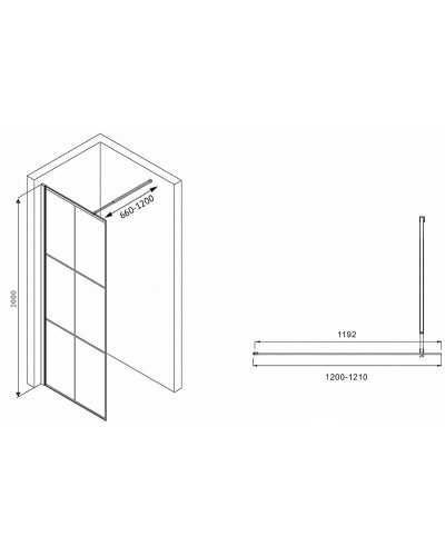 Душевая перегородка Abber Immer Offen 120 AG62120B8 профиль Черный стекло прозрачное