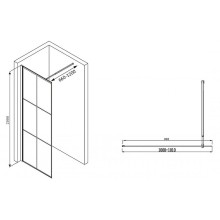Душевая перегородка Abber Immer Offen 100 AG62100B8 профиль Черный стекло прозрачное