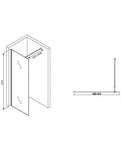 Душевая перегородка Abber Immer Offen 100 AG61100B8 профиль Черный стекло прозрачное