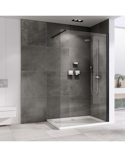 Душевая перегородка Abber Immer Offen 120 AG61120B8 профиль Черный стекло прозрачное