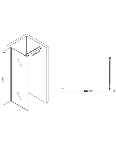 Душевая перегородка Abber Immer Offen 120 AG61120B8 профиль Черный стекло прозрачное