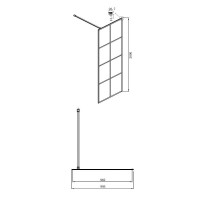 Душевая перегородка Ambassador Walk-in 100х200 15031240 профиль Черный стекло прозрачное