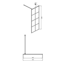 Душевая перегородка Ambassador Walk-in 100х200 15031240 профиль Черный стекло прозрачное