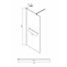 Душевая перегородка Ambassador Walk-in 90х200 15031236 профиль Черный стекло прозрачное