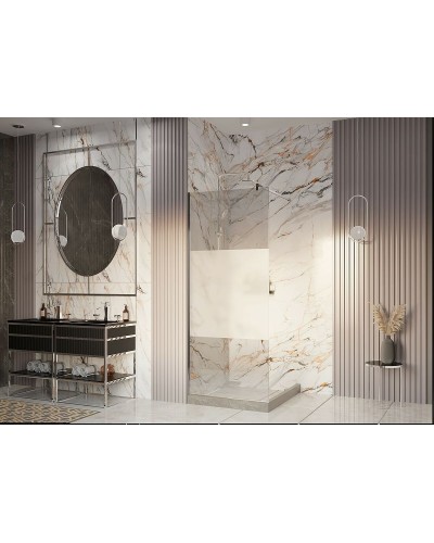 Душевая перегородка Ambassador Walk-in 80х200 15034129 профиль Хром стекло прозрачное с матовой линией