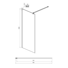 Душевая перегородка Ambassador Walk-in 80х200 15034129 профиль Хром стекло прозрачное с матовой линией