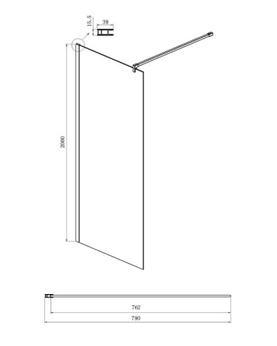 Душевая перегородка Ambassador Walk-in 80х200 15034129 профиль Хром стекло прозрачное с матовой линией