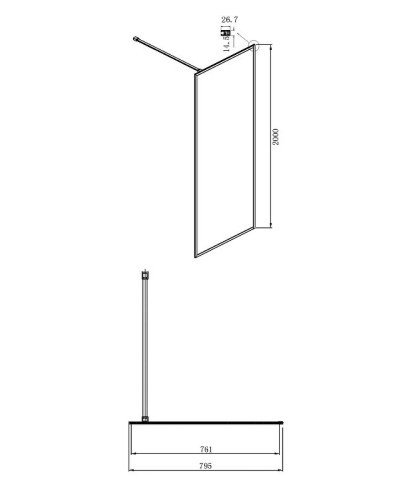 Душевая перегородка Ambassador Walk-in 80х200 15032220 профиль Черный стекло тонированное