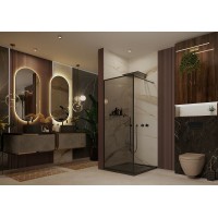 Душевая перегородка Ambassador Walk-in 90х200 15032219 профиль Черный стекло тонированное