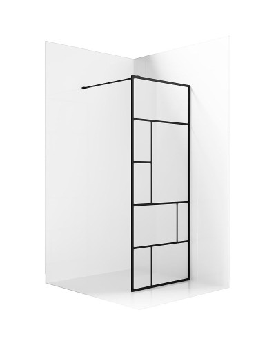 Душевая перегородка Ambassador Walk-in 100х200 15031213 профиль Черный стекло прозрачное