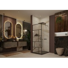 Душевая перегородка Ambassador Walk-in 100х200 15031213 профиль Черный стекло прозрачное