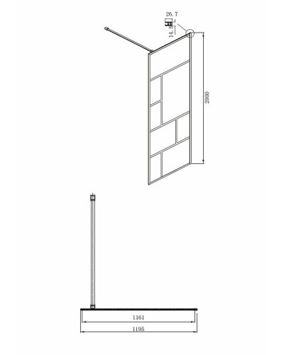Душевая перегородка Ambassador Walk-in 120х200 15031215 профиль Черный стекло прозрачное