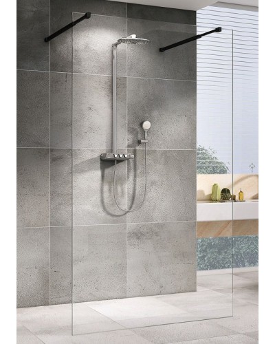 Душевая перегородка Abber Immer Offen 120 AG68120B8 профиль Черный стекло прозрачное