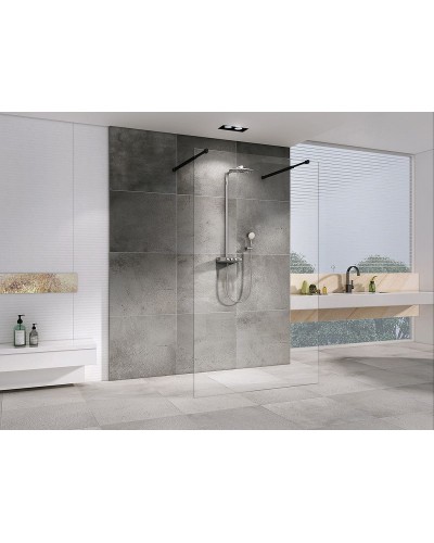 Душевая перегородка Abber Immer Offen 120 AG68120B8 профиль Черный стекло прозрачное