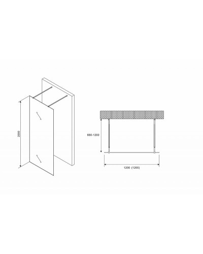 Душевая перегородка Abber Immer Offen 120 AG68120B8 профиль Черный стекло прозрачное