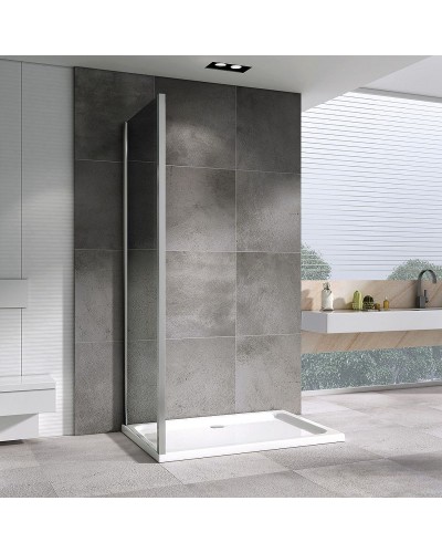 Душевая стенка Abber Schwarzer Diamant 80x195 S80 профиль Хром стекло прозрачное