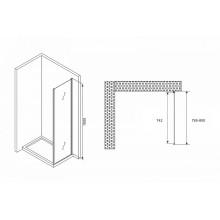 Душевая стенка Abber Schwarzer Diamant 80x195 S80 профиль Хром стекло прозрачное